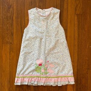 Candyland Sweet Embroidered  Floral Monogram (S) Ruffled Spring Dress Size 6